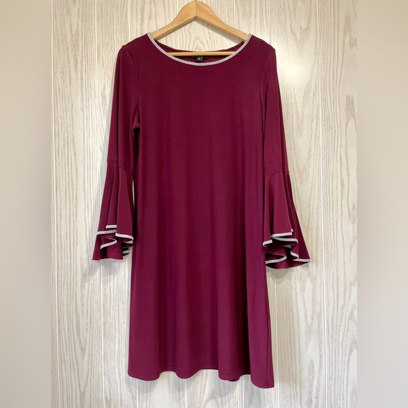 MSK Women's Bell Sleeve Maroon Dress with Rhinestones Size M LNC - Picture 5 of 5